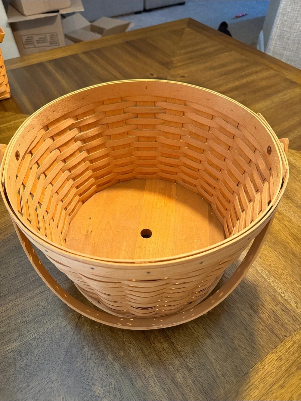 Longaberger Natural Tan Woven Basket with Handle